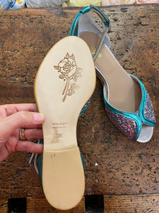 HOPE sandalo donna glitter argento e verde acqua