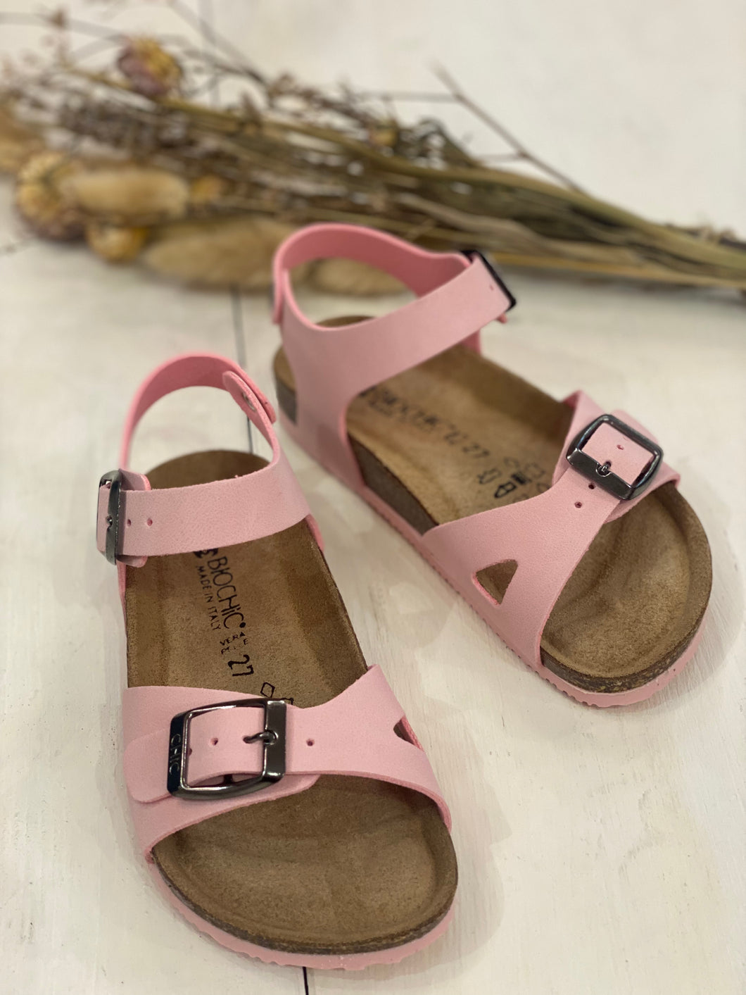 BIOCHIC sandali bambina in pelle rosa pastello