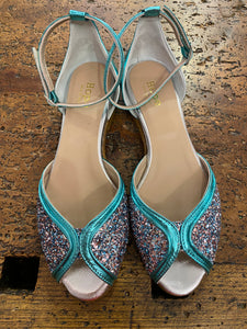 HOPE sandalo donna glitter argento e verde acqua
