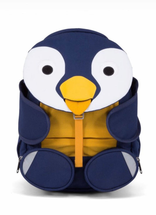 Zainetto pinguino per la scuola materna - Eco-Friendly - consigliato da 3 a 5 anni - pratico anche per le uscite con mamma e papà - spalline regolabili - cintura torace - imbottitura posteriore - strisce riflettenti