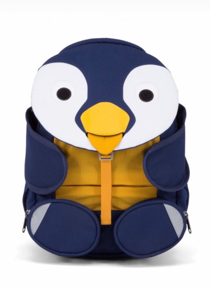 Zainetto pinguino per la scuola materna - Eco-Friendly - consigliato da 3 a 5 anni - pratico anche per le uscite con mamma e papà - spalline regolabili - cintura torace - imbottitura posteriore - strisce riflettenti
