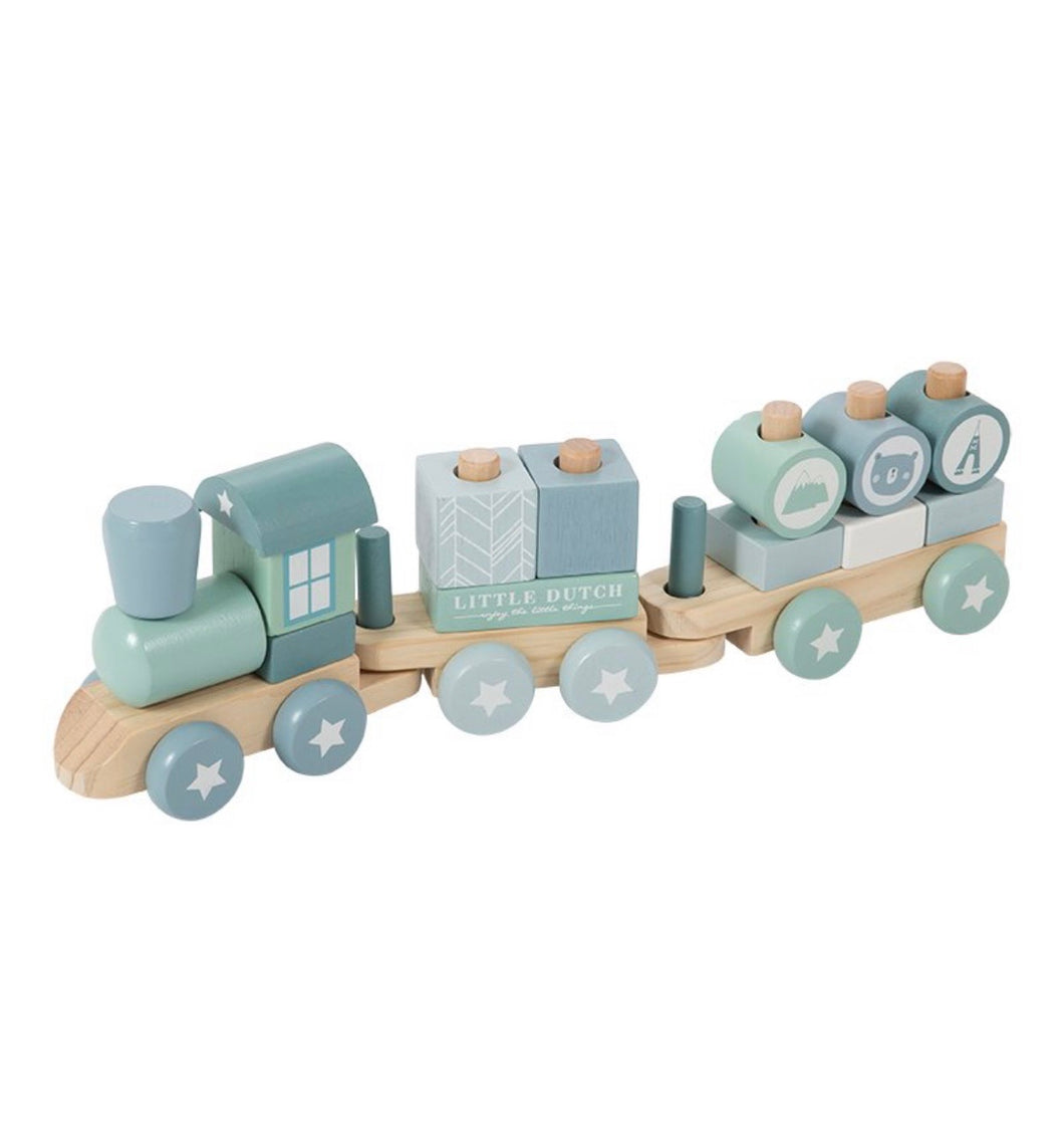 LITTLE DUTCH Trenino in legno toni azzurri