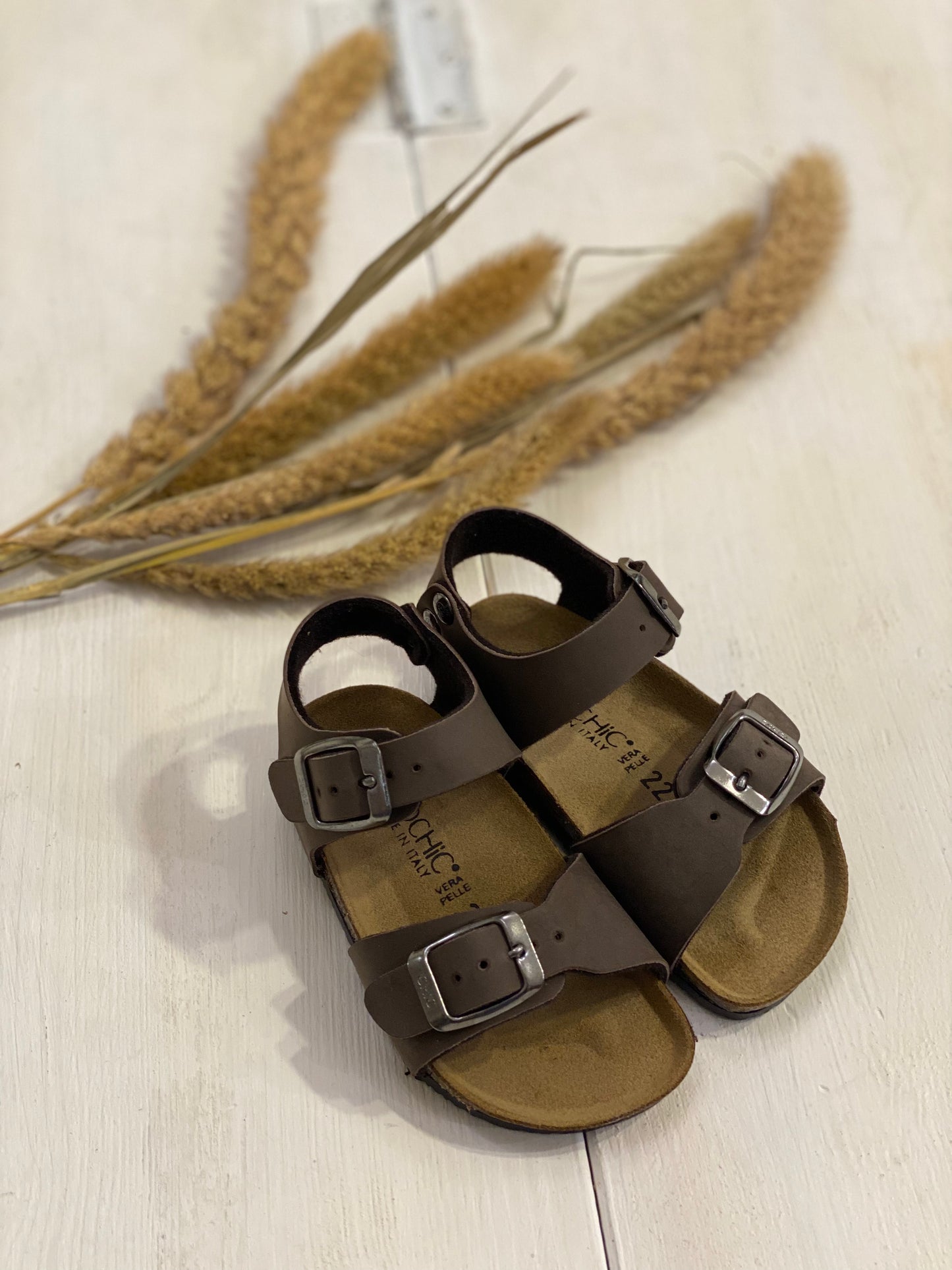 BIOCHIC sandalo in pelle colore marrone