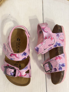 BIOCHIC sandali in pelle rosa con farfalle