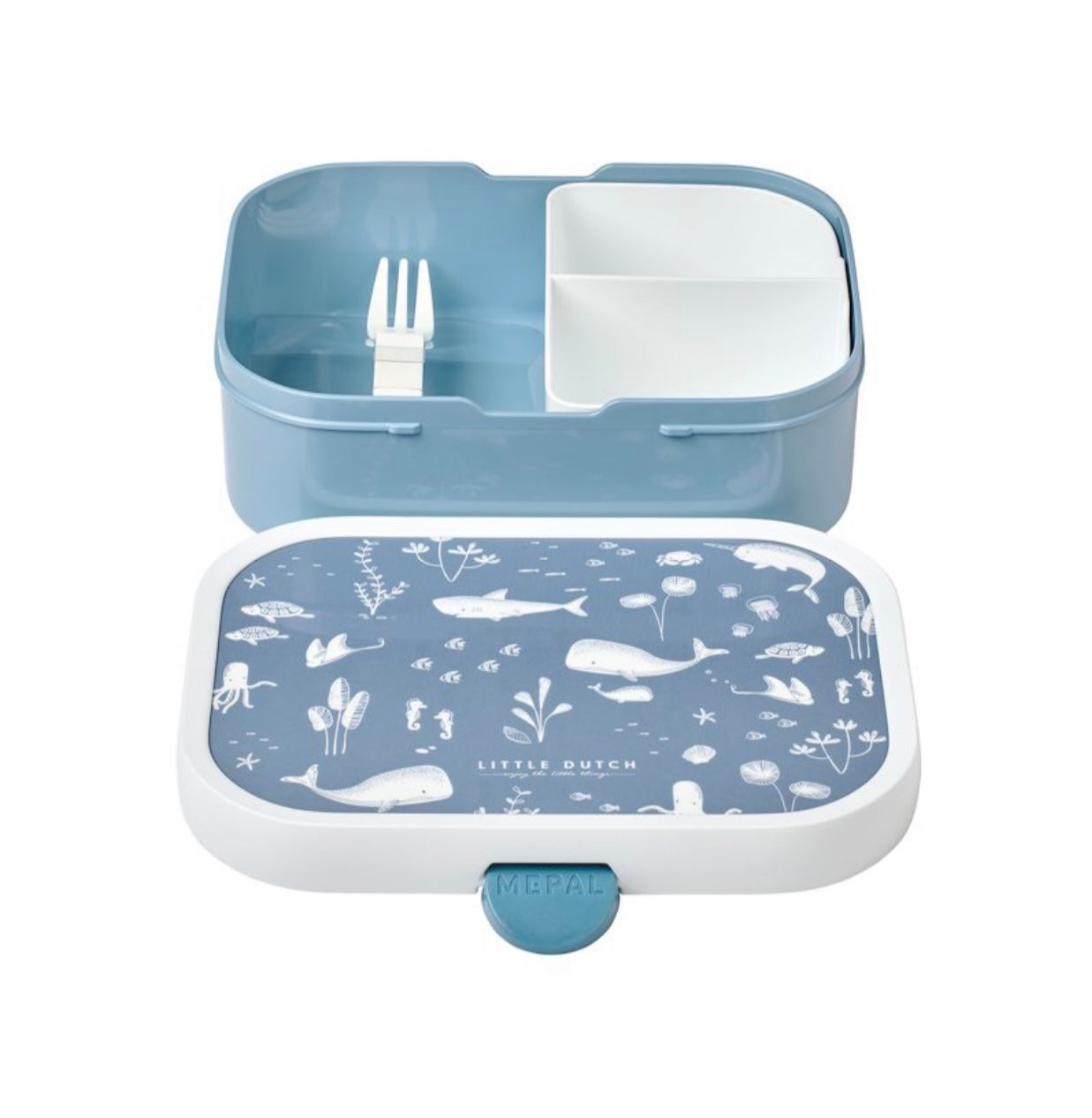 LITTLE DUTCH lunch box azzurro balene