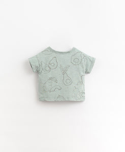 PLAY UP t-shirt bambino cotone organico colore azzurro stampa avocado