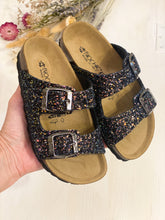 Carica l&#39;immagine nel visualizzatore di Gallery, Biochic ciabatta doppia fascia glitter nero
