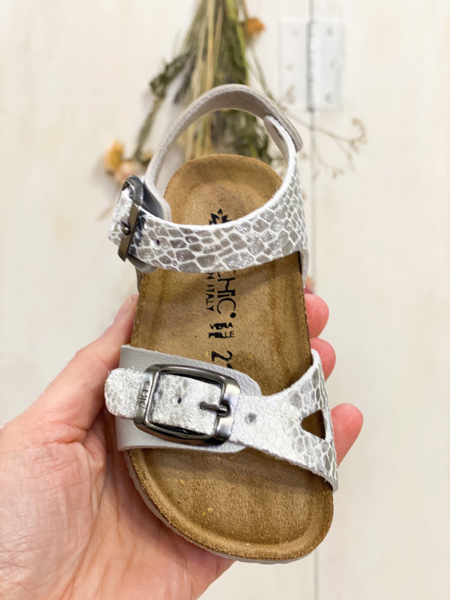 BIOCHIC sandali bambina in pelle colore argento
