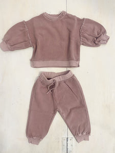 PLAY UP tuta bambina in felpa di cotone colore rosa antico