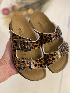 Biochic ciabatta doppia fascia pelle animalier