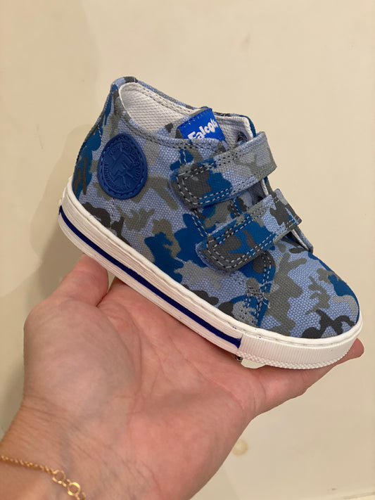 FALCOTTO sneakers in tela fantasia camouflage azzurro