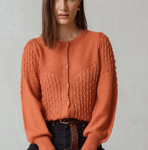 Indi & Cold cardigan donna in maglia colore arancio