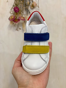 DIANETTI Sneakers in pelle bianca con strappi colorati