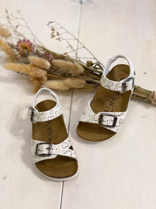 BIOCHIC sandalo bambina pelle bianca cuori oro
