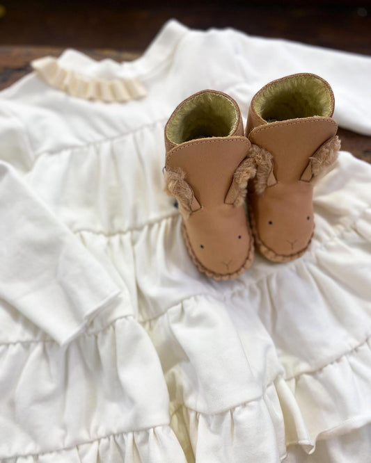 Abito in felpa di cotone colore latte