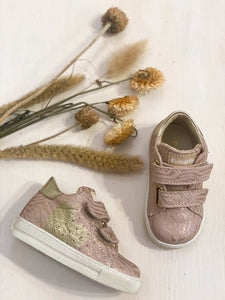 FALCOTTO sneakers bambina in pelle rosa e oro