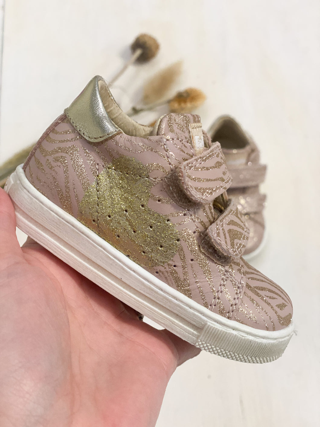 FALCOTTO sneakers bambina in pelle rosa e oro
