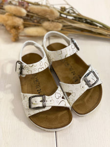 BIOCHIC sandalo bambina pelle bianca cuori oro