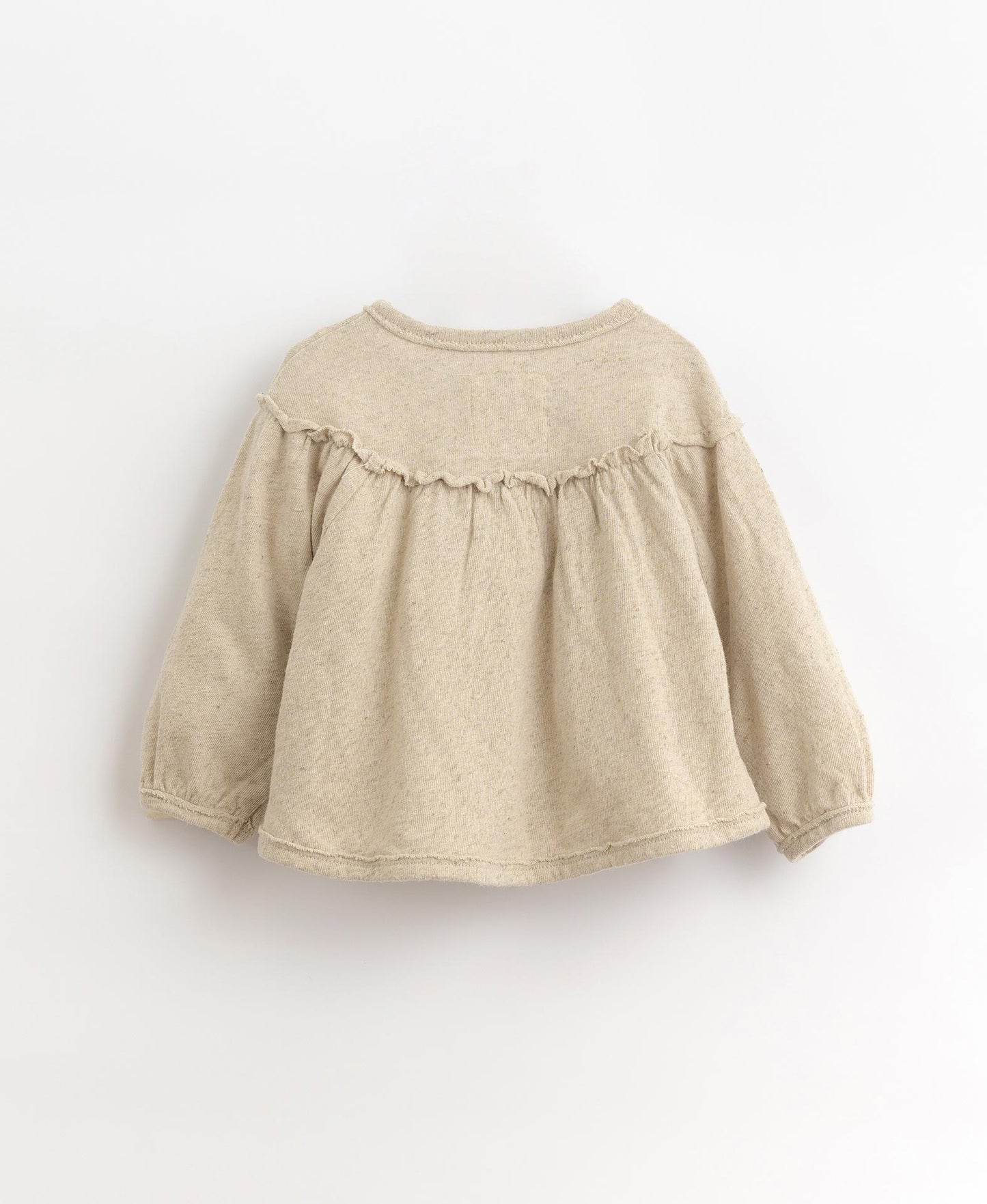 Cardigan bambina in cotone e lino colore sabbia