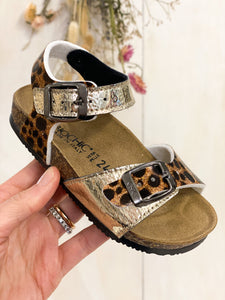 BIOCHIC sandali bambina in pelle oro e maculato