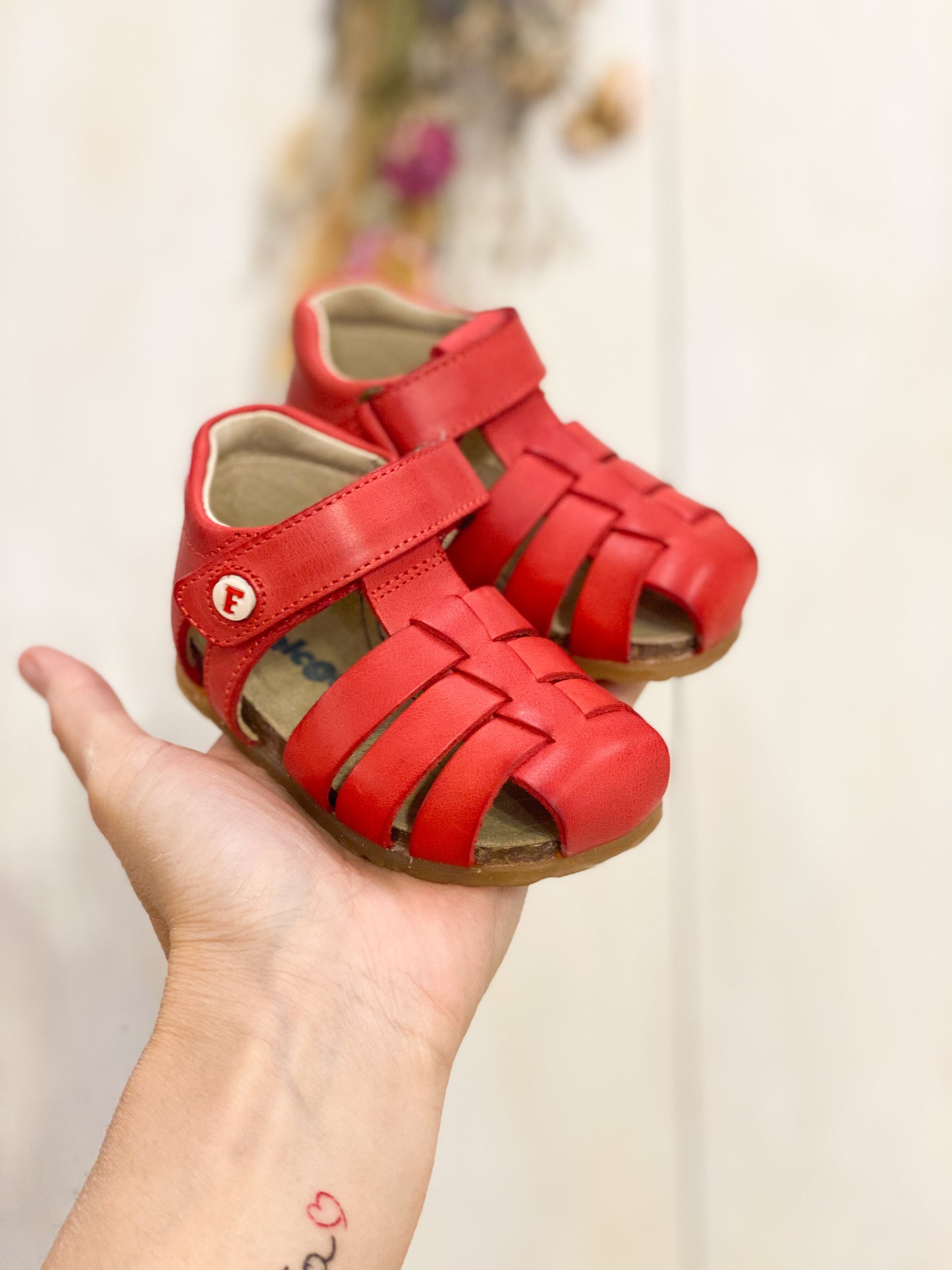 FALCOTTO sandali a gabbietta in pelle colore rosso