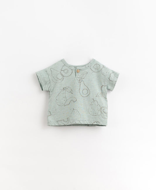 T-shirt bambino cotone organico colore azzurro stampa avocado