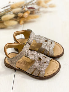 DIANETTI sandalo bimba in glitter nude