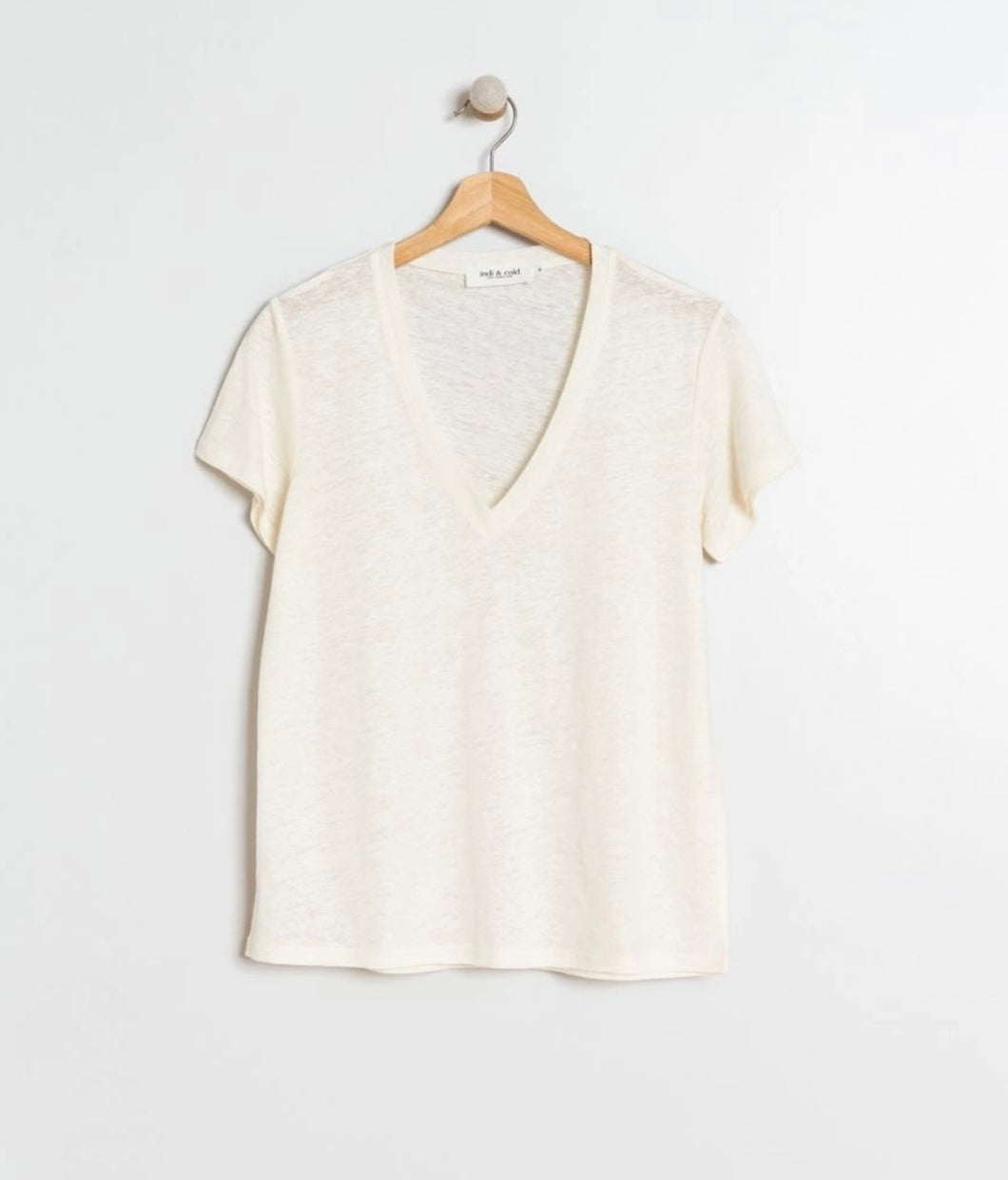 INDI & COLD T-shirt Donna in Lino colore bianco