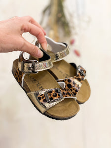 BIOCHIC sandali bambina in pelle oro e maculato