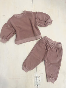 PLAY UP tuta bambina in felpa di cotone colore rosa antico